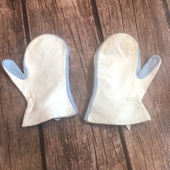 Vintage Leather Baby Mittens with Bell - Picture 2 of 3